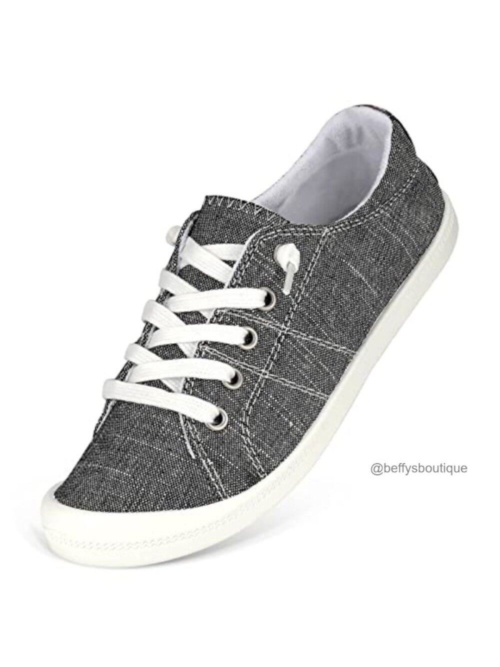 Women's Canvas Sneakers Low Top Lace-Up Memory Foam Comfort Walking Shoes